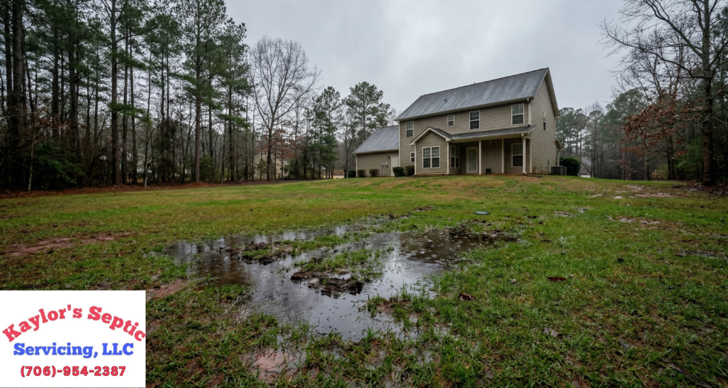 septic drain field signs after heavy rain in North Georgia