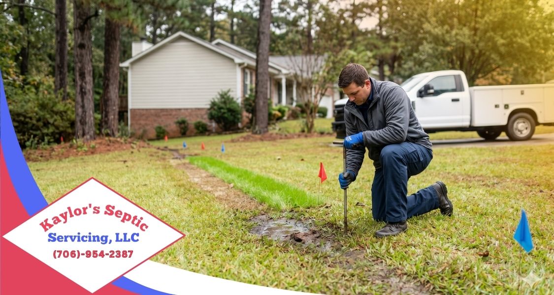 septic line repair signs in a North Georgia yard